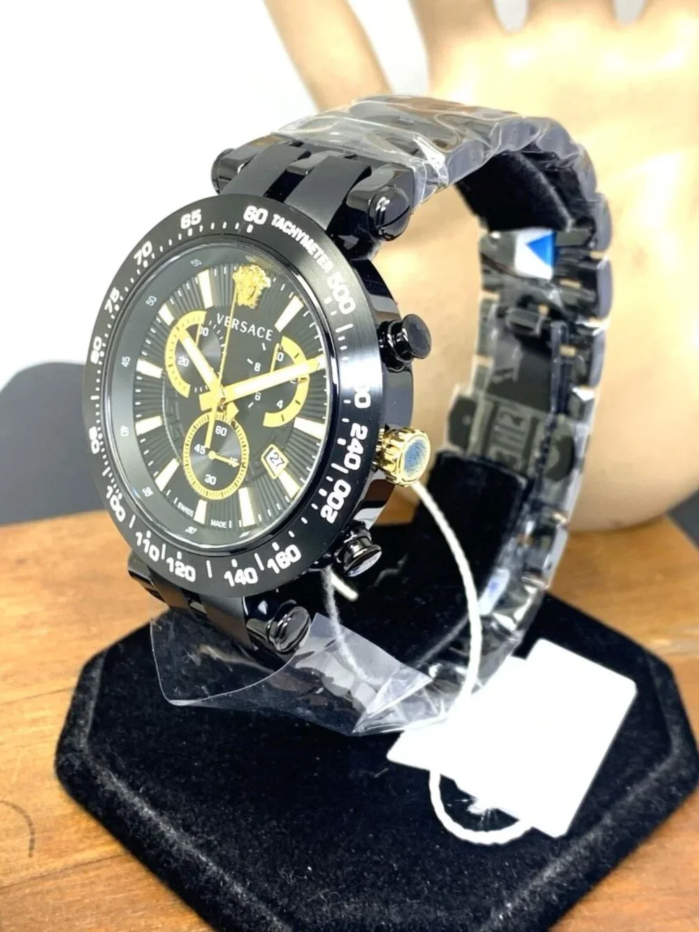 Versace V-Race Men's Watch VEJB00722 Chronograph Swiss Quartz Black Steel 46mm